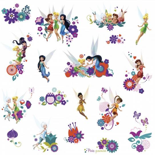 18 Stickers Fée Clochette Disney Fairies Flowers