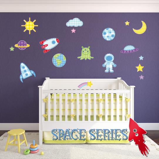 Autocollant Stickers muraux enfant kit 12 accessoires espace