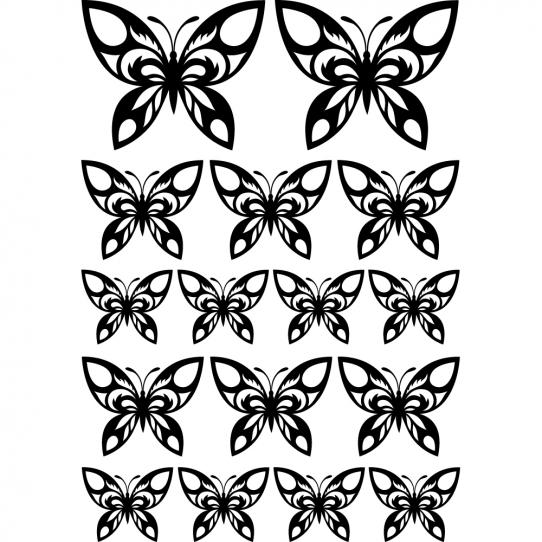Kit 16 stickers papillon