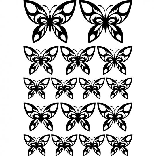 Kit 16 stickers papillon