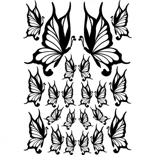 Kit 22 stickers papillon