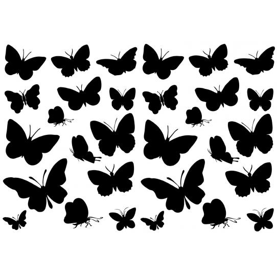 Kit 30 Stickers Papillon