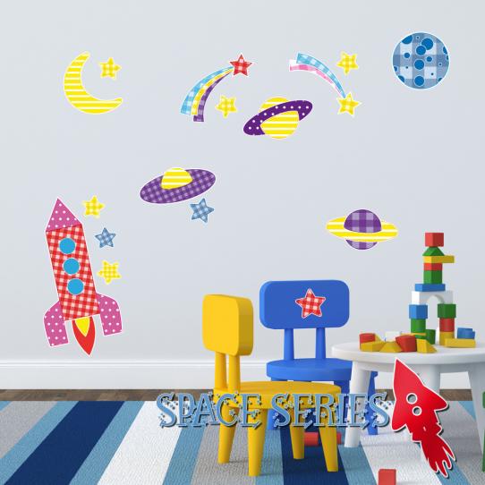 Autocollant Stickers mural enfant kit 9 accesssoires espace