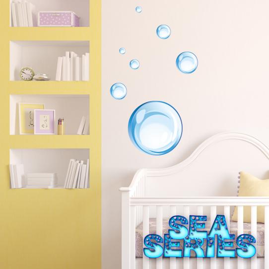 Autocollant Stickers mural enfant kit 7 bulles d' eau