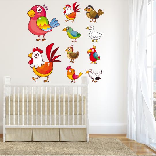 Autocollant Stickers enfant kit 10 oiseaux