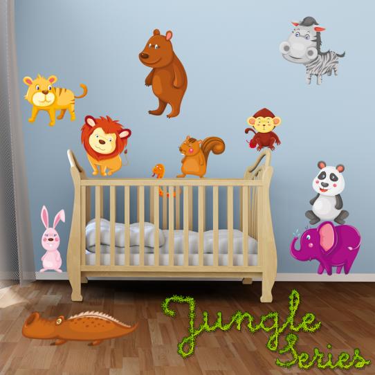 Autocollant Stickers mural enfant kit 10 animaux