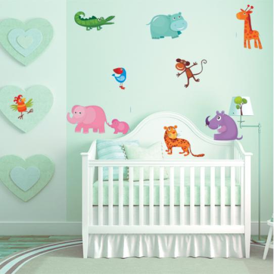 Autocollant Stickers muraux enfant kit 11 animaux