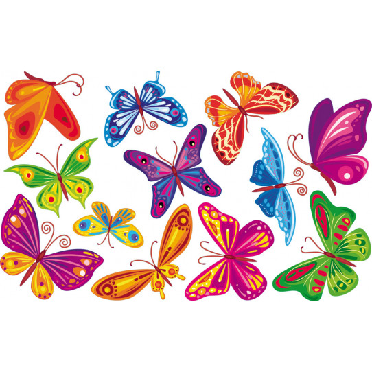 Autocollant Stickers enfant kit 12 papillons