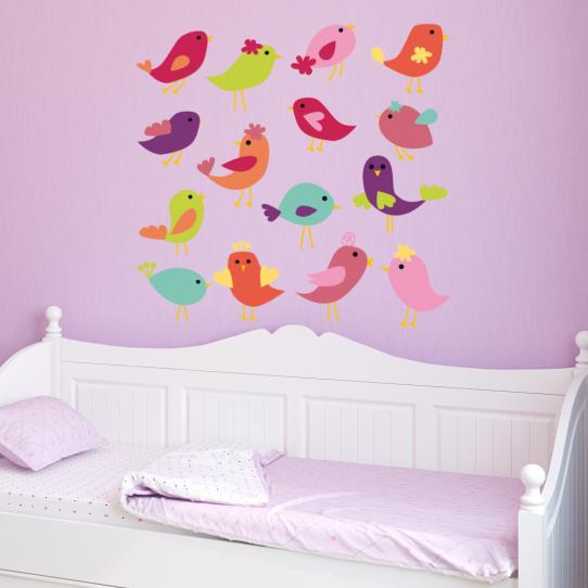 Autocollant Stickers enfant kit 15 oiseaux