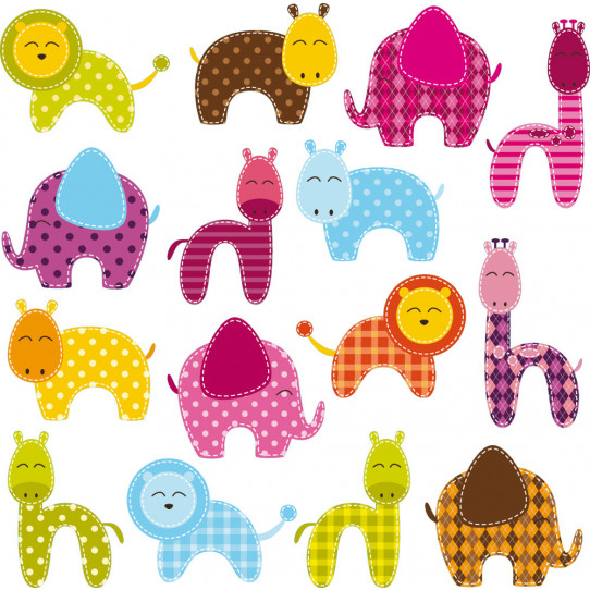 Autocollant Stickers enfant kit 16 animaux