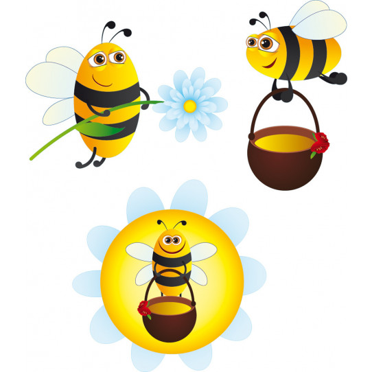 Autocollant Stickers enfant kit 3 abeilles