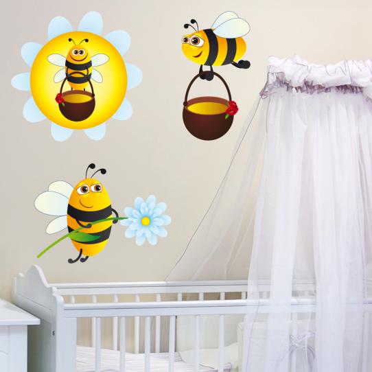 Autocollant Stickers enfant kit 3 abeilles