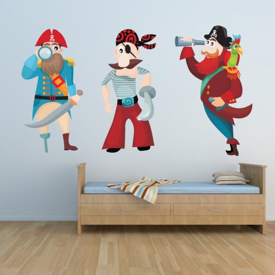 Autocollant Stickers muraux enfant kit 3 pirates