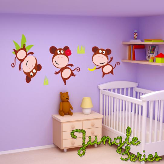 Autocollant Stickers kit 3 singes 