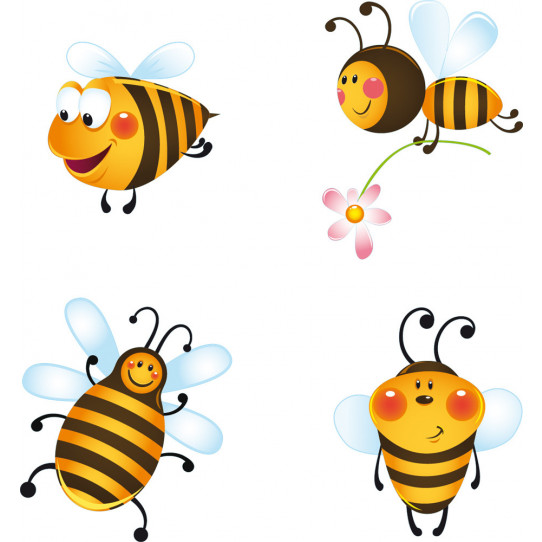 Autocollant Stickers enfant kit 4 abeilles