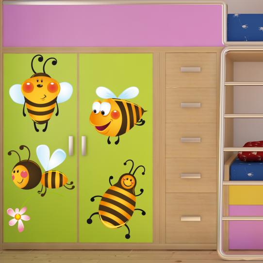 Autocollant Stickers enfant kit 4 abeilles