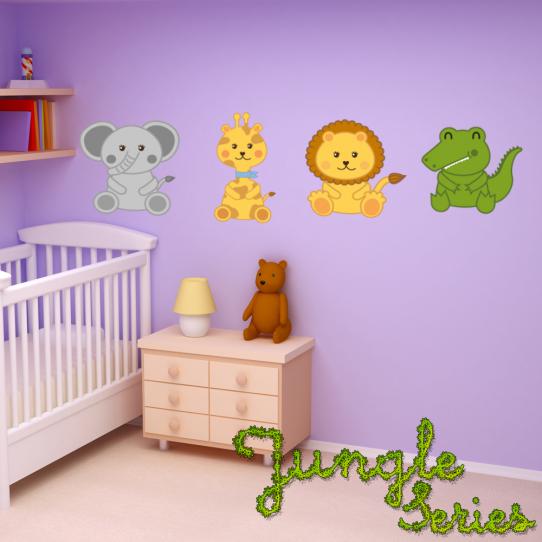 Autocollant Stickers muraux enfant kit 4 animaux