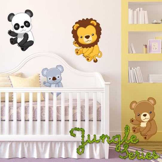 Autocollant Stickers muraux enfant kit 4 animaux