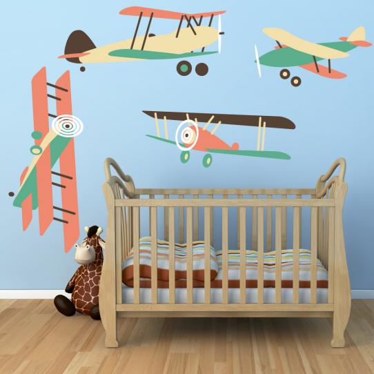 Autocollant Stickers enfant kit 4 avions