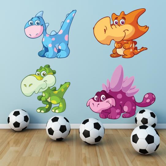 Autocollant Stickers mural enfant kit 4 bebe dinosaure