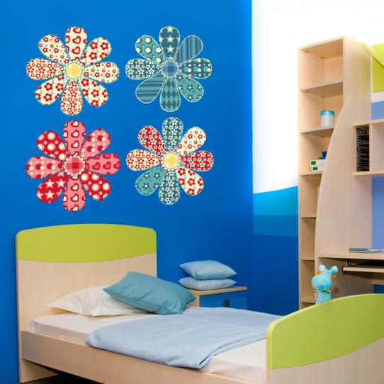 Autocollant Stickers enfant kit 4 fleurs