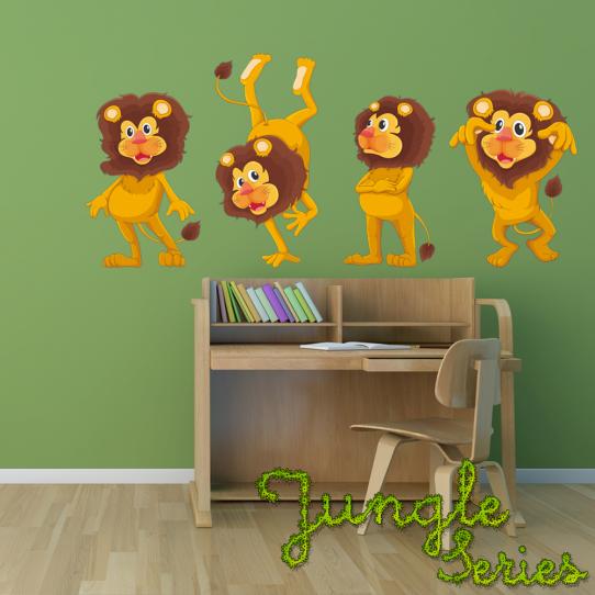 Autocollant Stickers muraux enfant kit 4 lion