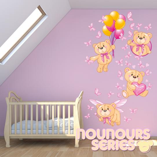 Autocollant Stickers enfant kit 4 ourson