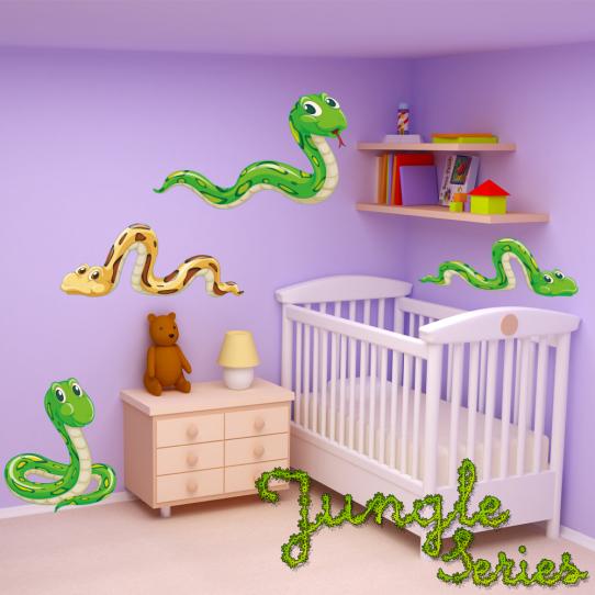 Autocollant Stickers mural enfant kit 4 serpents