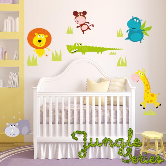 Autocollant Stickers mural enfant kit 5 animaux