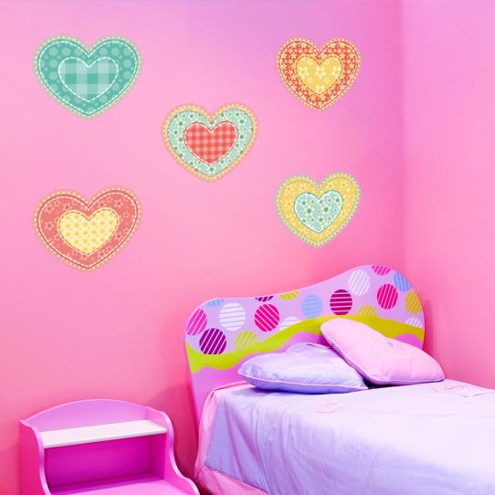 Autocollant Stickers enfant kit 5 coeurs