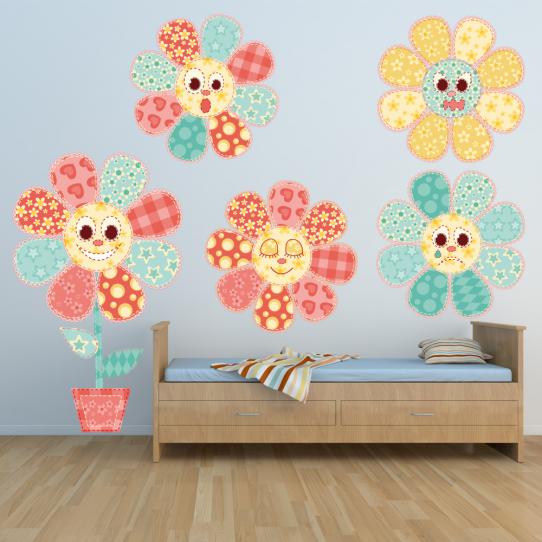 Autocollant Stickers enfant kit 5 fleurs