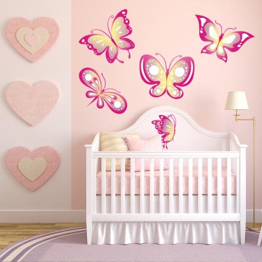 Autocollant Stickers enfant kit 5 papillons
