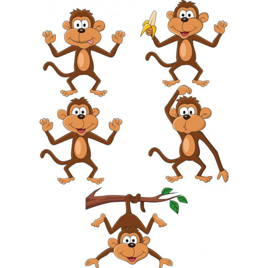 Autocollant Stickers enfant kit 5 singes