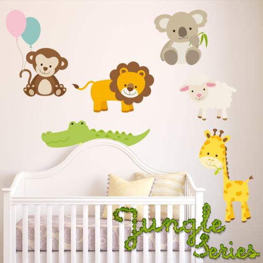 Autocollant Stickers muraux enfant kit 6 animaux