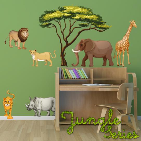 Autocollant Stickers mural enfant kit 6 animaux