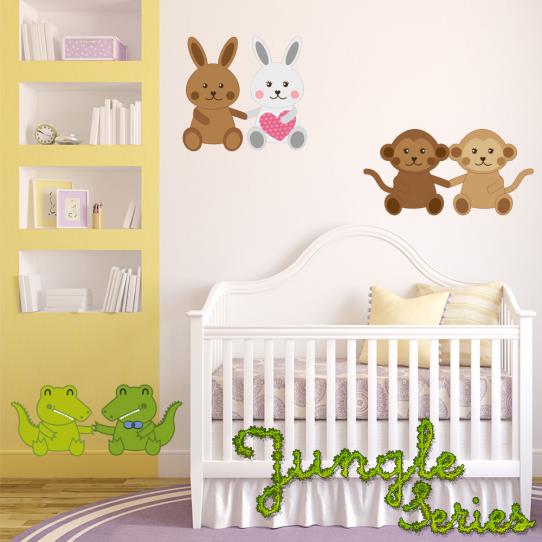 Autocollant Stickers mural enfant kit 6 animaux