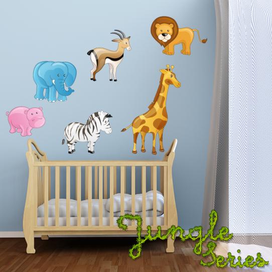 Autocollant Stickers mural enfant kit 6 animaux