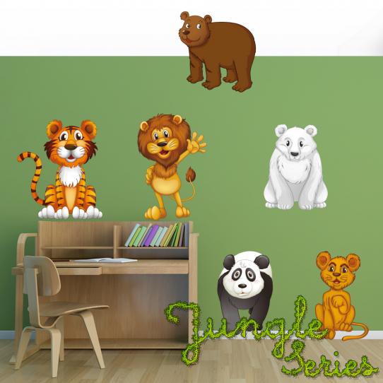 Autocollant Stickers mural enfant kit 6 animaux