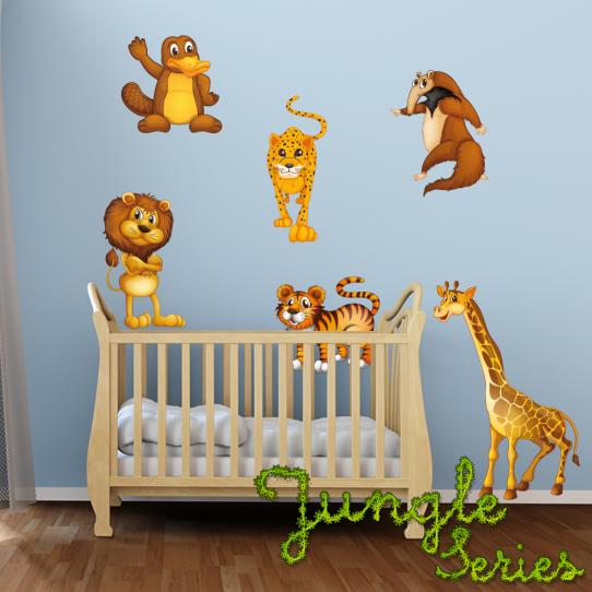 Autocollant Stickers mural enfant kit 6 animaux