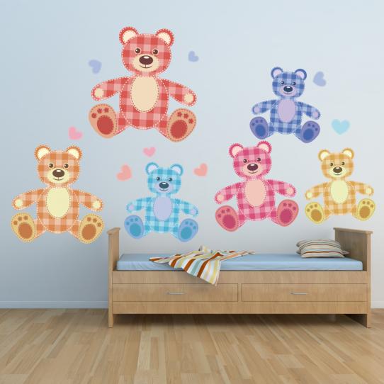 Autocollant Stickers muraux enfant kit 6 nounours