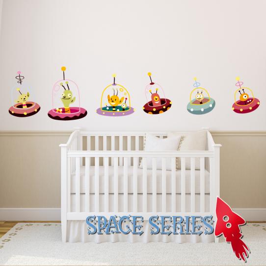 Autocollant Stickers enfant kit 6 vaisseaux spatial