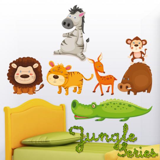 Autocollant Stickers mural enfant kit 7 animaux
