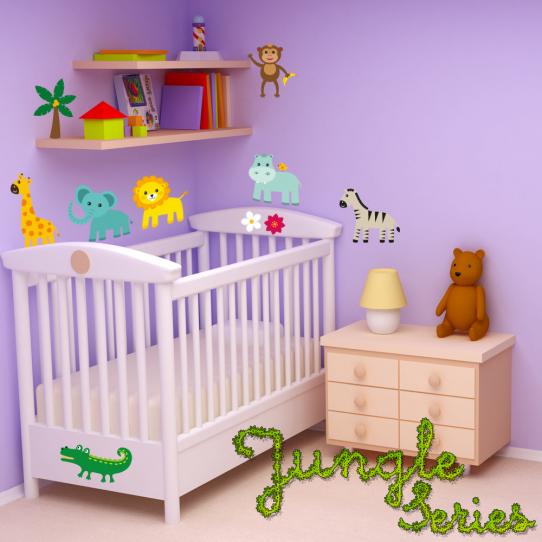 Autocollant Stickers mural enfant kit 7 animaux