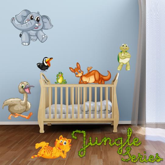 Autocollant Stickers mural enfant kit 7 animaux