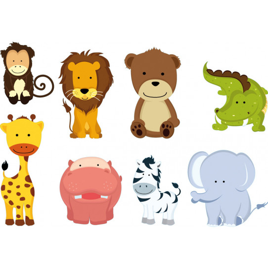 Autocollant Stickers enfant kit 8 animaux
