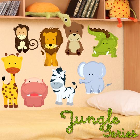 Autocollant Stickers mural enfant kit 8 animaux