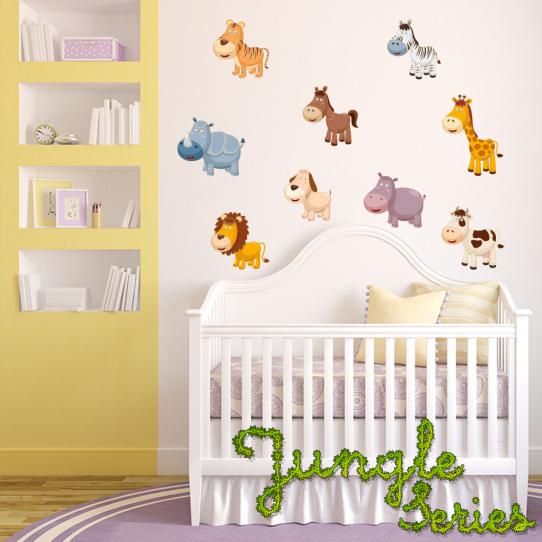 Autocollant Stickers mural enfant kit 9 animaux