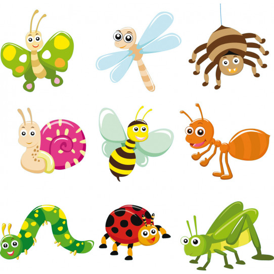 Autocollant Stickers enfant kit 9 insectes