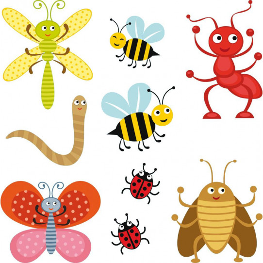 Autocollant Stickers enfant kit 9 insectes