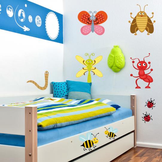 Autocollant Stickers mural enfant kit 9 insectes